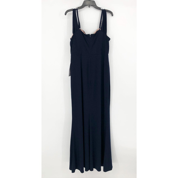CITY STUDIO Trendy Off-The-Shoulder Gown 20W Navy Blue Rose Pink Dress Slit NWT - Picture 7 of 15